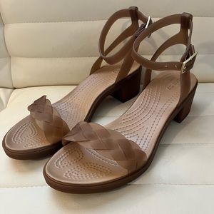 Crocs Isabella Block Heel Women's Sandals Size 8 Brown